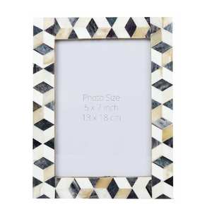High Quality Bone Inlay Photo <b>Frame</b> Black & Beige Natural Bone for Table Display Showcase Photo <b>Frame</b> Wedding Gifted Photo <b>Frame</b> - Product Image 4