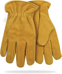 Gants de conducteur en cuir de vachette respirant pour la sécurité des mains-Manchette élastique-Ajustement confortable-Résistant à l'eau - Product Image 1