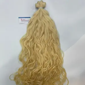 Super sale off Wholesale natural virgin hand tied weft human hair extensions remy keratin real russian hair hand tied weft hair