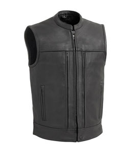 OEM Vintage Hommes Hiver Gilet Coupe-Vent En Cuir Logo Personnalisé Col En V Casual Sport Style Bouton Décoration Chaud Hiver Gear - Product Image 1
