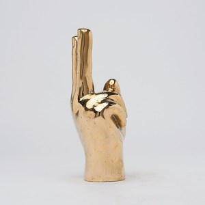 มือสันติภาพทองแดงขัดเงาด้วยเรืองแสงสีทอง ประติมากรรมสีบรอนซ์ของคู่รักในหัวใจ สัญลักษณ์ความรัก งานศิลปะ ตกแต่งบิดทอง - Product Image 6