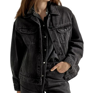 แจ็กเก็ตผ้ายีนส์สีดำลายควิลท์สำหรับผู้หญิงพิมพ์ลาย2025 - Product Image 1