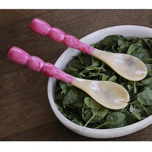 Matériau écologique résistant aux aliments Serveurs à salade de tous les jours en résine Cuillères à salade blanche à tourbillon Produits indiens faits à la main au prix d'usine disponible - Product Image 1