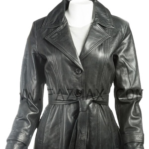 Chaqueta de guisante de cuero genuino - Product Image 1