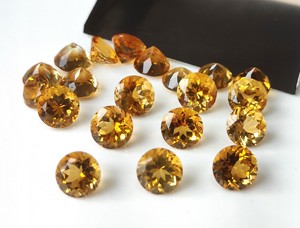 Piedras preciosas facetadas de citrino Natural hechas a mano de alta calidad, gemas amarillas sueltas de corte redondo de 1mm-11mm para la fabricación de joyas - Product Image 4