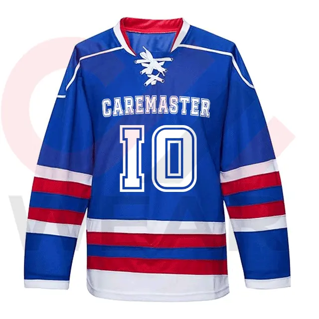 Vente chaude faite avec 100% Polyester Moister Wicking Micro, maillot de hockey sur glace interlock pour hommes et femmes