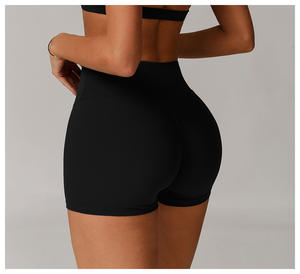 Pantalones cortos de Yoga de cintura alta para mujer con logotipo personalizado, pantalones cortos de compresión para entrenamiento, levantamiento de glúteos sin costuras, ropa atlética - Product Image 5