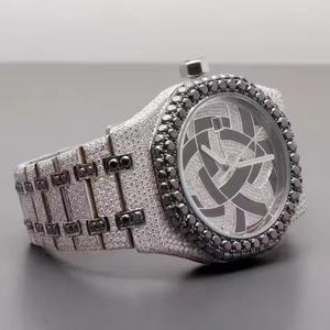 Fully Customize <strong>Automatic</strong> <strong>Swiss</strong> ETA <strong>Movement</strong> Made Fancy Designer Round Dial High Quality Moissanite Studded Hiphop Watch for Men