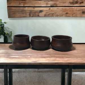 Salad Fruit Bowl Luxury <b>Walnut</b> Brown Hand-carve Mango Wood Dinnerware Set for Farmhouse Festival Party Kitchen <b>Table</b> Centerpiece - Product Image 1