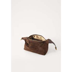 Women's Genuine Suede Mini Hobo Bag East West <b>Handbag</b> with <b>Gold</b> Hardware Brown OEM ODM Wholesale - Product Image 3