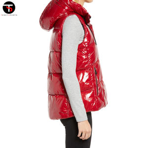 Gilet bouffant rembourré de couleur unie personnalisé vêtements pour dames veste bouffante sans manches pour femmes gilet à capuche respirant - Product Image 4