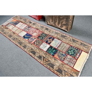 Turkish Rug, Runner 2.9x8.4 ft Vintage Rug, <b>Brown</b> Ombr <b>Wool</b> Rug - Product Image 4