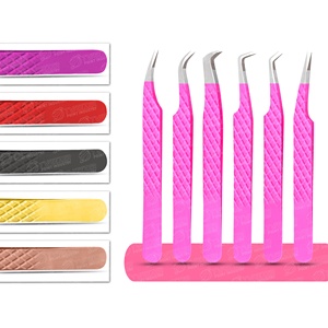 Pinzas de extensión de pestañas para pestañas de volumen Punta de fibra profesional Herramientas de pestañas de agarre de diamante disponibles en todos los colores - Product Image 3