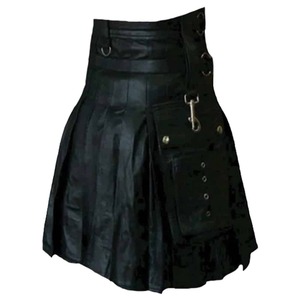 Kilt hybride écossais pour homme en cuir noir Kilt gothique - Product Image 1