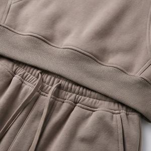 เสื้อฮู้ดผ้าฟลีซคอตตอนคุณภาพสูงและกางเกงวอร์มสำหรับผู้ชาย ชุดลำลองสไตล์สตรีทโอเวอร์ไซส์สำหรับฤดูหนาว สีตามสั่ง - Product Image 5