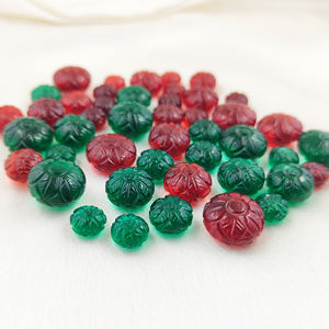 สีเขียวควอตซ์ rondelle รูปร่างดอกไม้แกะสลักลูกปัดอัญมณีรูปแตงโมสำหรับทำเครื่องประดับ - Product Image 5