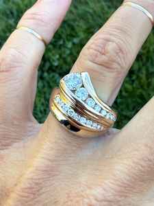 แหวนเพชรธรรมชาติ 1.25 กะรัต ทรงโค้ง ฝังแบบช่อง ทอง 14k สีเหลือง/ขาว สำหรับงานแต่งงานและงานเลี้ยง - Product Image 2