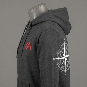 MATTIERA <b>Men</b> <b>Black</b> Compass Graphic Pullover <b>Hoodie</b> Red Logo Fleece Sweatshirt Streetwear Casual Hooded Sweatshirt Custom Factory - Product Image 5