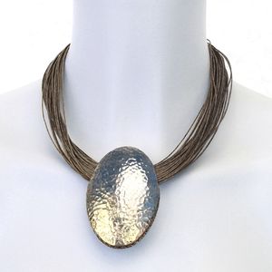 <b>Mirror</b> Polished Woman Look Attractive Metal and Cotton Luxury Handmade 3 Metal Pendant Fancy Necklace Fancy Wedding Gift X Mas - Product Image 4