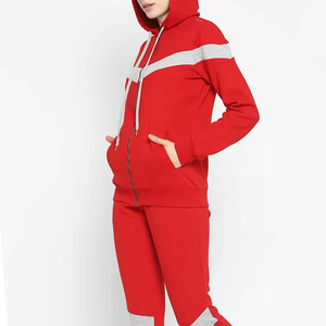Atractivo color zip up estilo con paneles reflectantes Venta caliente peso pesado 250 + GSM servicios personalizados OEM mujeres chándales - Product Image 3