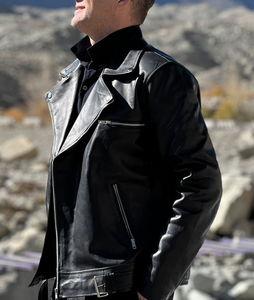 Chaqueta de cuero de talla grande de alta calidad, chaqueta de cuero para uso en exteriores, chaqueta de cuero para hombre con cuello levantado - Product Image 5