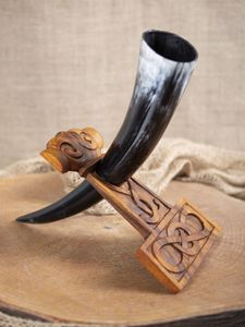 Handcrafted Festive Viking Drinking Horn Ceramic Cup for Mead and Ale for <b>Christmas</b> Feasts and Holiday Cheers - Product Image 4