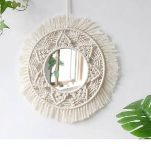 Room Decor <b>Hanging</b> Wall <b>Mirror</b> for Bedroom Living Room House Decoration <b>Hanging</b> Wall Decorative <b>Mirror</b> with Boho Fringe - Product Image 2