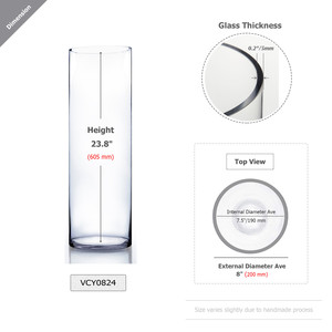 VCY0824 - Cylinder Glass <b>Vase</b> - 8 x 24 - Product Image 6