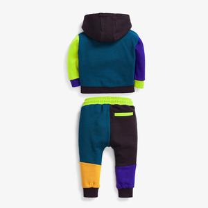 Conjunto Deportivo Multicolor para Niños con Sudadera con Capucha y Pantalones Jogger, Traje de Felpa con Bloques de Color para Niños y Niñas, Ropa Casual - Product Image 4