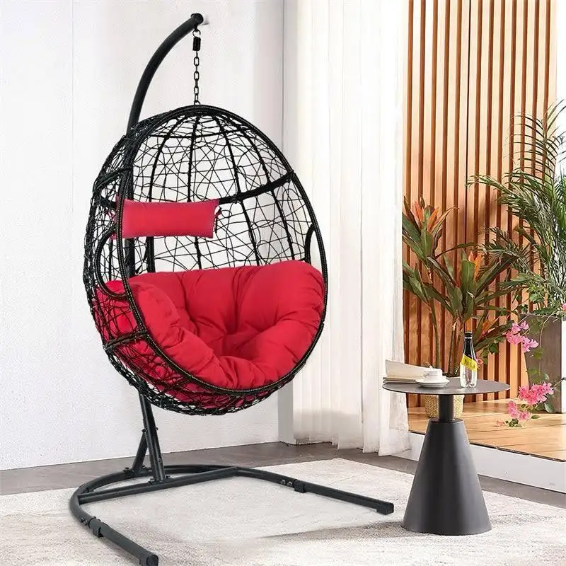 Cadeira de balanço para lazer interno/externo, grande capacidade, corda de algodão, cadeira de balanço suspensa em rede, cadeira suspensa em macramê