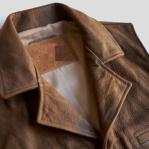 Nouveaux hommes façonnés 10 poches Buffalo Hide cuir gilet respirant gilets Vintage marron cuir gilets vestes en cuir - Product Image 4