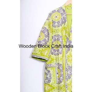 Vente en gros de robes longues kimono en coton biologique vintage pour femmes, écologiques, matelassées, faites à la main, festival indien, printemps automne - Product Image 4