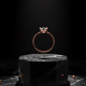 แหวนเพชรทรงโซลิแทร์วินเทจ ทองคำชมพู 14k สำหรับงานแต่งงาน งานหมั้น และของขวัญวันครบรอบ - Product Image 1