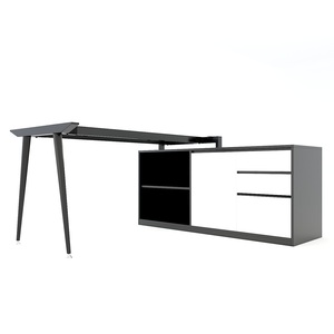 Escritorio Ejecutivo HBCO020 160x140cm, Diseño Minimalista de Lujo, Sistema CONE, Patas de Acero, Requiere Ensamblaje, para Uso en Dormitorio - Product Image 4