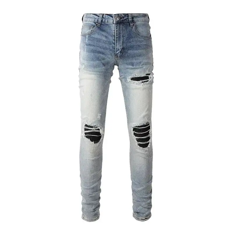 Calça jeans personalizada para homens estilo Itália Calça jeans rasgada para homens Streetwear