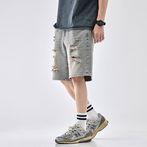 2025กางเกงเดนิมผู้ชายผ้าฝ้าย100% เฮฟวี่เวทขาตรงทรงหลวมมีซิปปักกระดุมฤดูร้อนสีเข้ม - Product Image 2