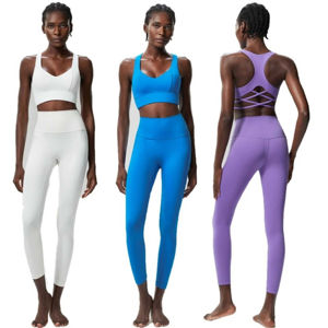 Ensemble de yoga fitness personnalisé pour femmes Nouveau style Vêtements de yoga deux pièces avec taille élastique - Product Image 1
