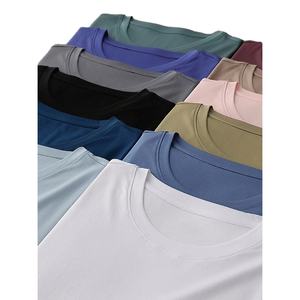 เสื้อยืดผ้าฝ้าย100% สำหรับผู้ชายเสื้อยืดคอกลมลำลองทรงหลวมสีพื้นสำหรับผู้ชาย - Product Image 6