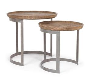 Modern Nordic Industrial Design Style Set of 2 Mini Solid Mango Wood Side <b>Tables</b> <b>Nest</b> <b>Tables</b> <b>for</b> <b>Living</b> <b>Room</b> Home Furniture Sale - Product Image 1