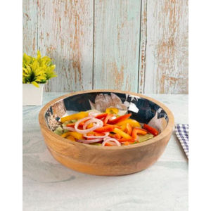 Bols à mélanger en bois pour fruits Saladier avec émail imprimé Bois de manguier Bols en bois massif pour fêtes Ustensiles de cuisine en basse quantité minimale de commande - Product Image 3