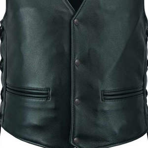 Gilet en cuir d'hiver pour homme avec boutons en corne, vêtement d'extérieur personnalisable pour la mode décontractée de motard, vêtements de moto - Fabricant pakistanais - Product Image 6