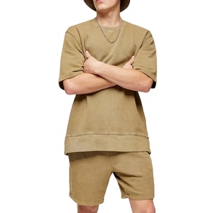 Ensemble deux pièces décontracté pour homme, style délavé, t-shirt à manches courtes et short, confortable, streetwear d'été 2026 - Product Image 1