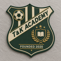 Patch PVC OEM 3D à coudre ou thermocollant, motif bouclier, bande diagonale jaune marine, couronne de lauriers, pour maillot, veste, chapeau de club de football
