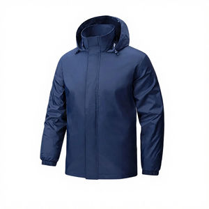 Service OEM Faible MOQ Veste de pluie décontractée pour homme à col montant à capuche Automne 100% polyester Veste en toile respirante - Product Image 3