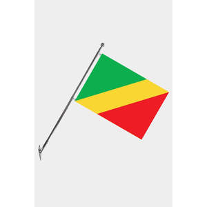 Ensemble de mât de drapeau télescopique mural Congo avec bannières et drapeaux en polyester imprimés numériquement - Product Image 1