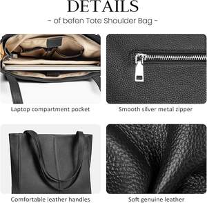 OEM Customized Genuine Cowhide Leather <b>Ladies</b> Tote <b>Bag</b> for Women Stylish Elegant Fashion <b>Shoulder</b> <b>Bag</b> Wholesale Handbag - Product Image 4