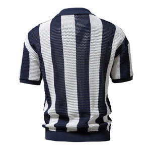 Polos de talla grande para hombre de la mejor calidad, camisetas polo de estilo jersey de malla personalizada con diseños de rayas, camisetas polo de estilo cuello completo a la venta - Product Image 3
