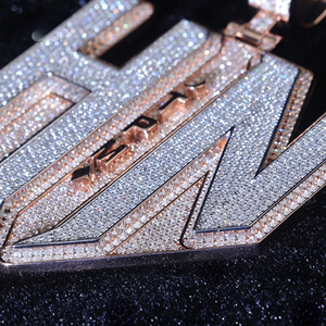 Vente en gros Lettre 925 Sterling Silver White Leb Grown Round Cut Vvs Diamond Pendentif Personnalisation pour Unisexe - Product Image 5