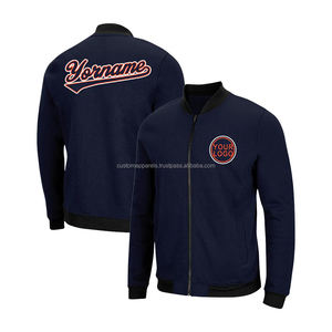 แจ็กเก็ตผ้าซาตินหรูหราแบบปรับแต่งได้ MCACVJ-264คอตั้งปักโลโก้ด้านหน้าผ้าเรียบ100% กันลม - Product Image 1