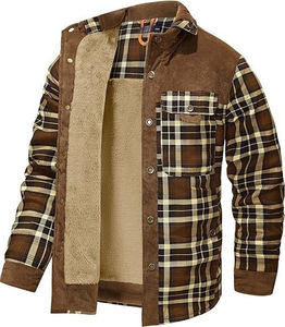Chaqueta de franela personalizada de peso pesado con botones de franela a cuadros de gran tamaño de manga larga de algodón 100% transpirable para hombre, chaqueta de hombre - Product Image 2